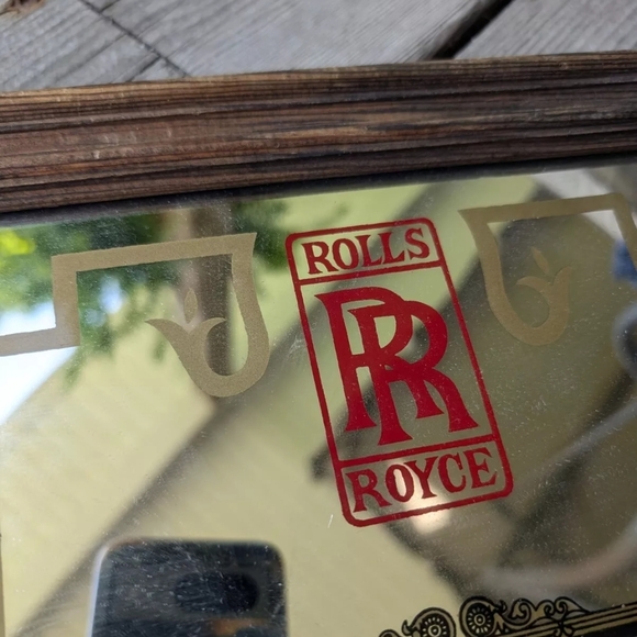 Vintage Wooden Frame with Rolls Royce Classic Car Mirror - Picture 5 of 8
